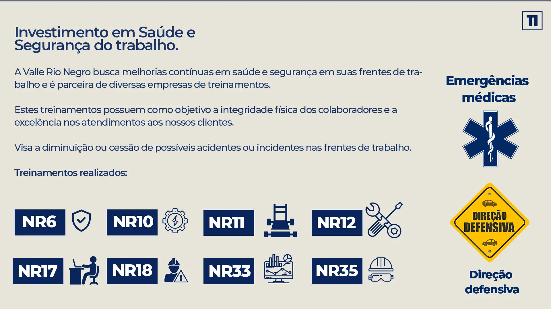Investimento em saúde e segurança do trabalho, NRs, emergências médicas e direção defensiva